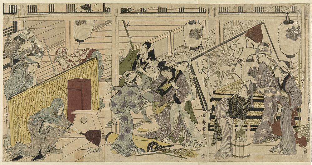 House cleaning in preparation for the New Year by Kitagawa Utamaro