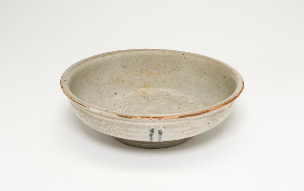 Low Bowl with Cranes and Floral Design
