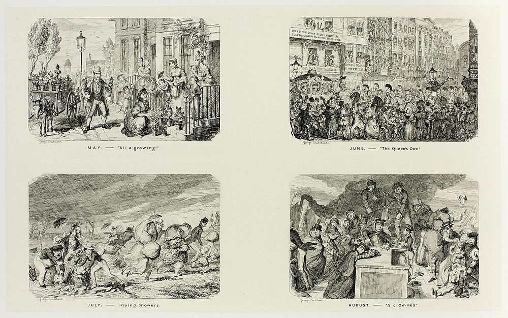 May – "All A Growing!" from George Cruikshank's Steel Etchings to The Comic Almanacks: 1835-1853 (top left) by George…