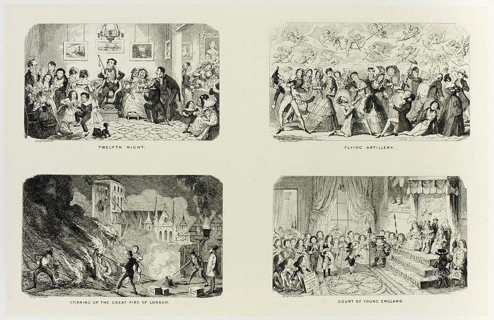 Twelfth Night from George Cruikshank's Steel Etchings to The Comic Almanacks: 1835-1853 (top left) by George Cruikshank