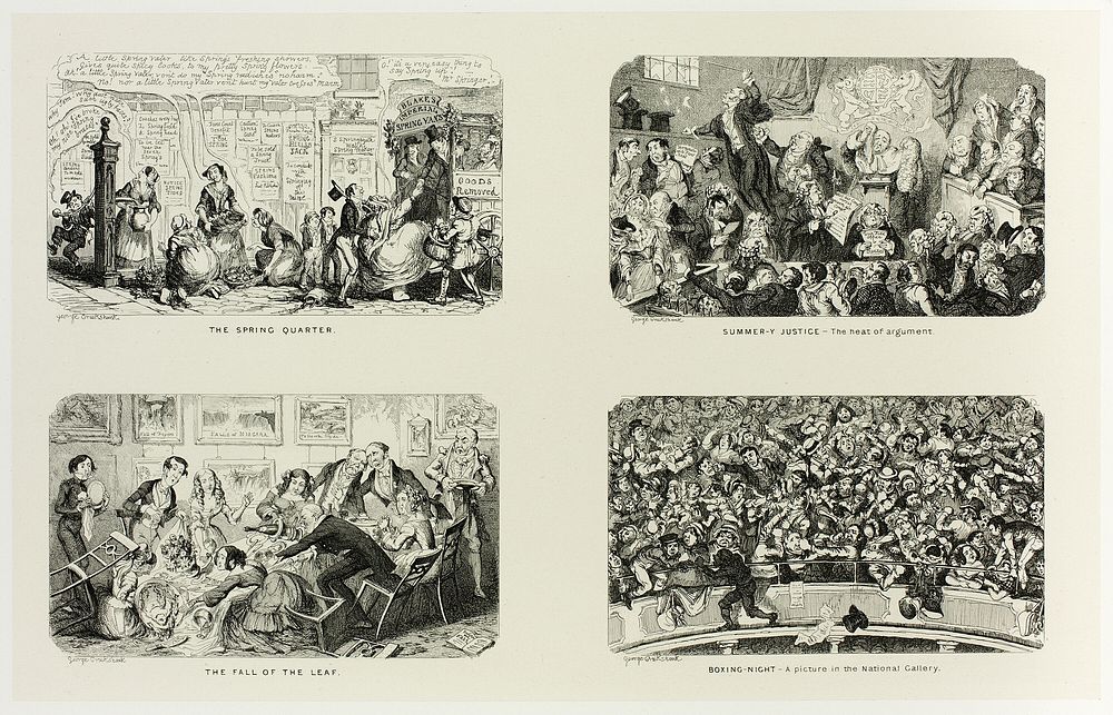 The Spring Quarter from George Cruikshank's Steel Etchings to The Comic Almanacks: 1835-1853 (top left) by George Cruikshank