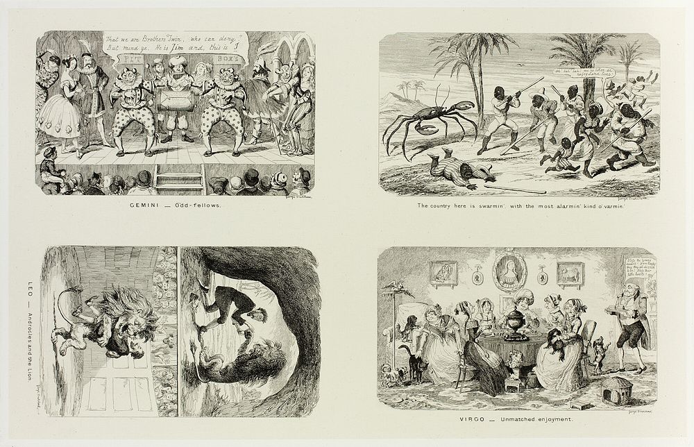 Gemini - Odd Fellows from George Cruikshank's Steel Etchings to The Comic Almanacks: 1835-1853 (top left) by George…