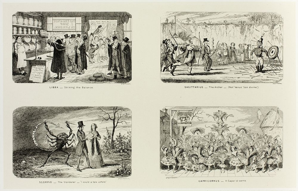 Libra - Striking the Balance from George Cruikshank's Steel Etchings to The Comic Almanacks: 1835-1853 (top left) by George…