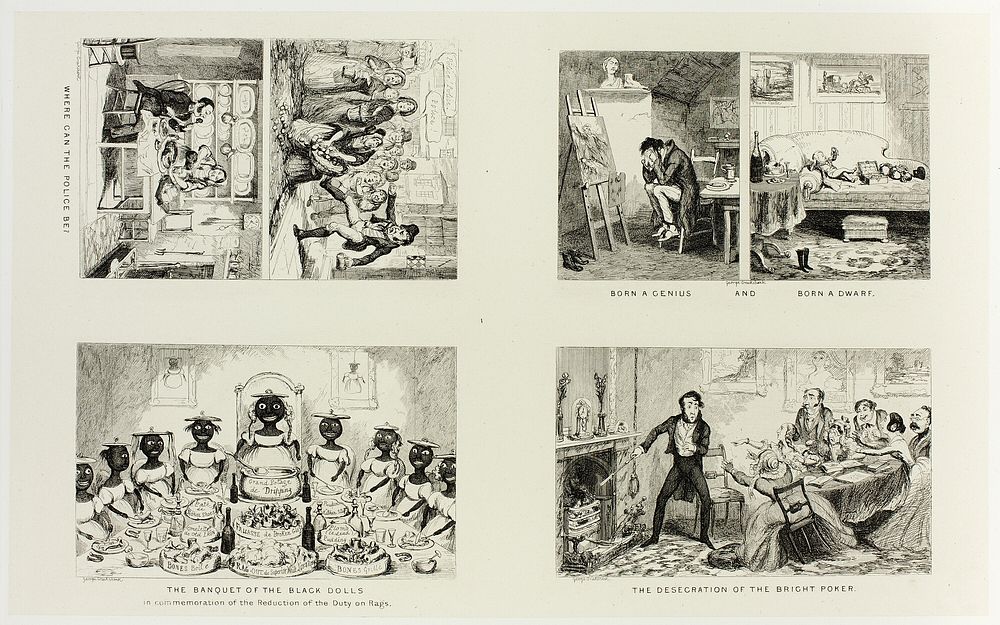 Where Can the Police Be? from George Cruikshank's Steel Etchings to The Comic Almanacks: 1835-1853 (top left) by George…