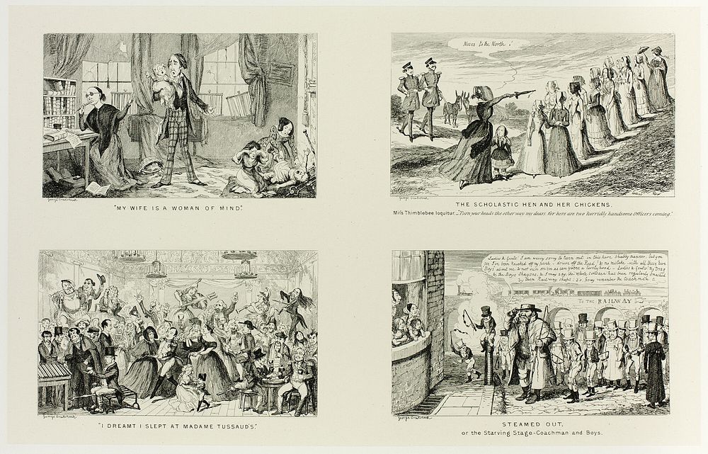 "My Wife is a Woman of Mind" from George Cruikshank's Steel Etchings to The Comic Almanacks: 1835-1853 (top left) by George…