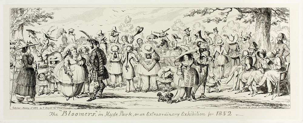 The "Bloomers" in Hyde Park, or an Extraordinary Exhibition for 1852 from George Cruikshank's Steel Etchings to The Comic…