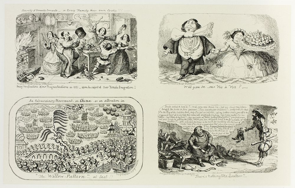 Scarcity of Domestic Services, or Every Family Their Own Cooks!!! from George Cruikshank's Steel Etchings to The Comic…