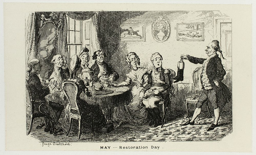 May - Restoration Day from George Cruikshank's Steel Etchings to The Comic Almanacks: 1835-1853 by George Cruikshank