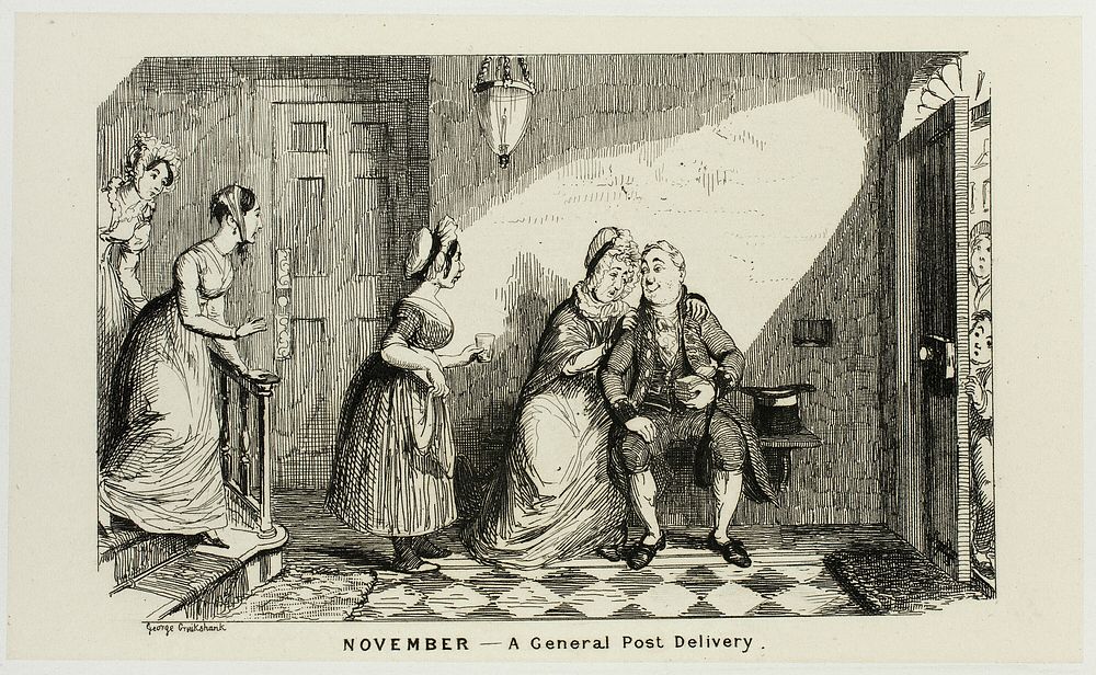 November - A General Post Delivery in Opposition from George Cruikshank's Steel Etchings to The Comic Almanacks: 1835-1853…