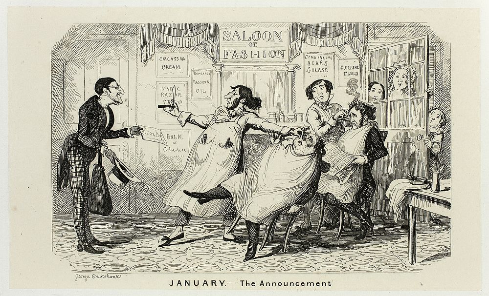 January - The Announcement from George Cruikshank's Steel Etchings to The Comic Almanacks: 1835-1853 by George Cruikshank