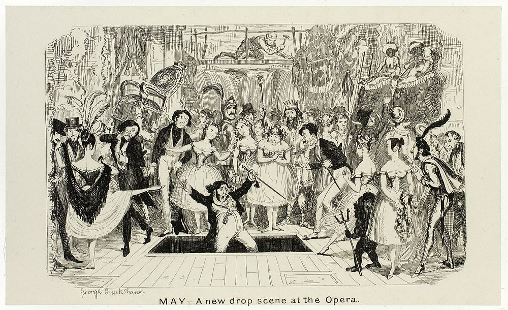 May - A New Drop Scene at the Opera from George Cruikshank's Steel Etchings to The Comic Almanacks: 1835-1853 by George…