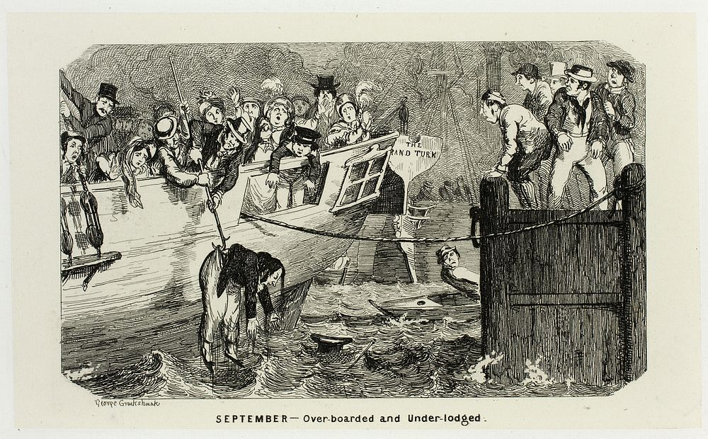 September - Over-Boarded and Under-Lodged from George Cruikshank's Steel Etchings to The Comic Almanacks: 1835-1853 by…