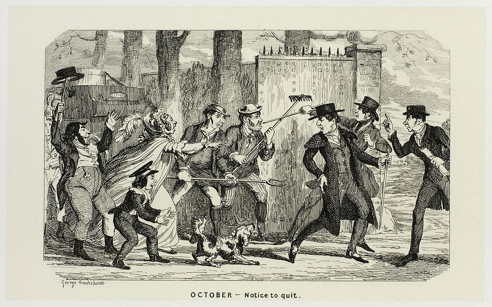 October - Notice to Quit from George Cruikshank's Steel Etchings to The Comic Almanacks: 1835-1853 by George Cruikshank