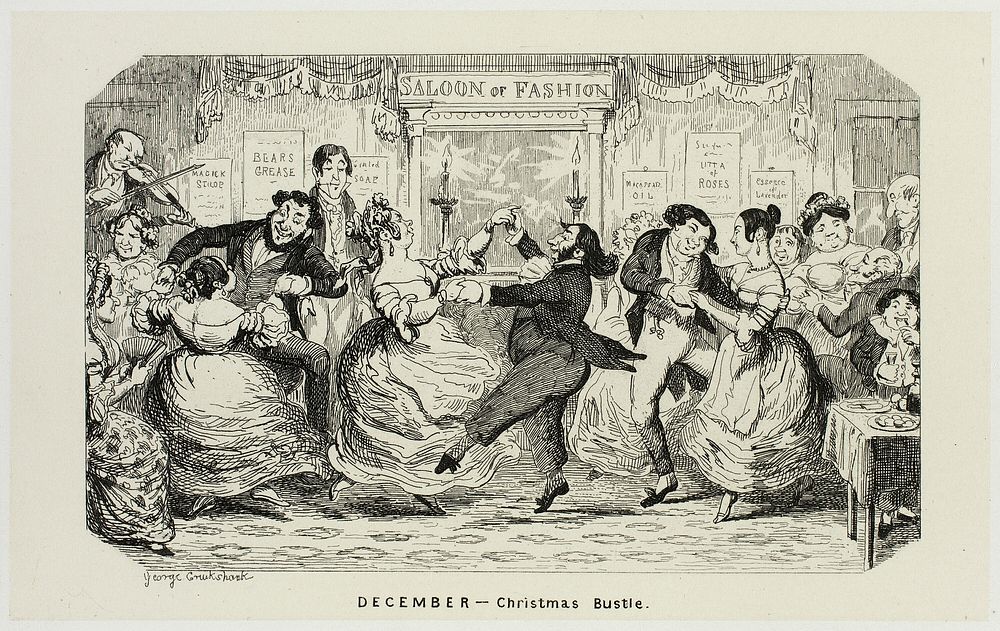 December - Christmas Bustle from George Cruikshank's Steel Etchings to The Comic Almanacks: 1835-1853 by George Cruikshank