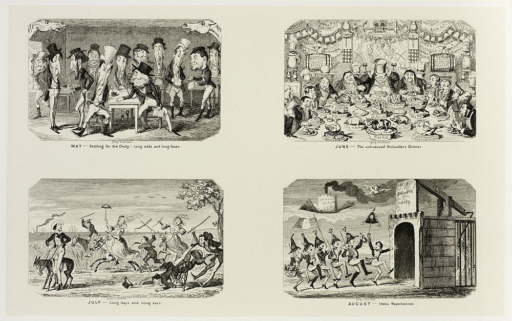 May - Settling for the Derby - Long Odds and Long Faces from George Cruikshank's Steel Etchings to The Comic Almanacks: 1835…