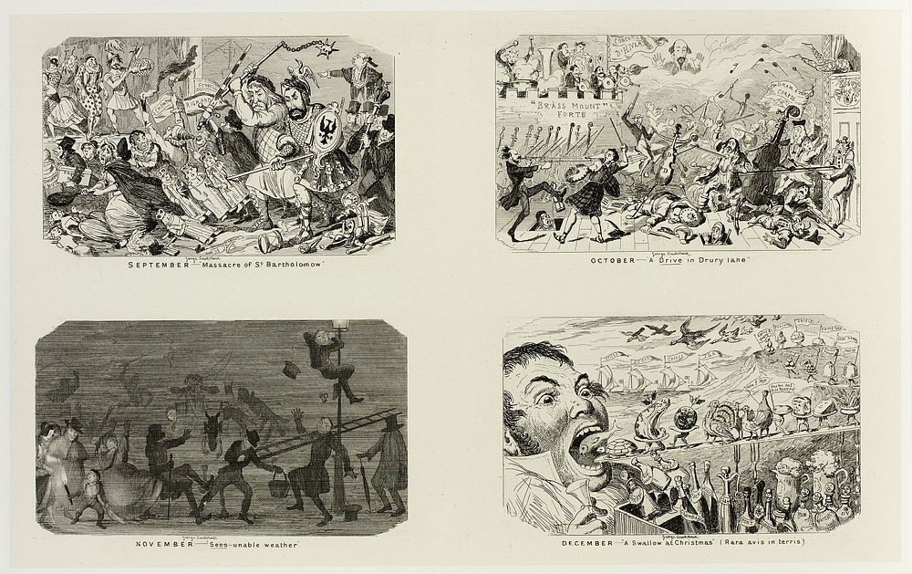 September - "Massacre of St. Bartholomew" from George Cruikshank's Steel Etchings to The Comic Almanacks: 1835-1853 (top…