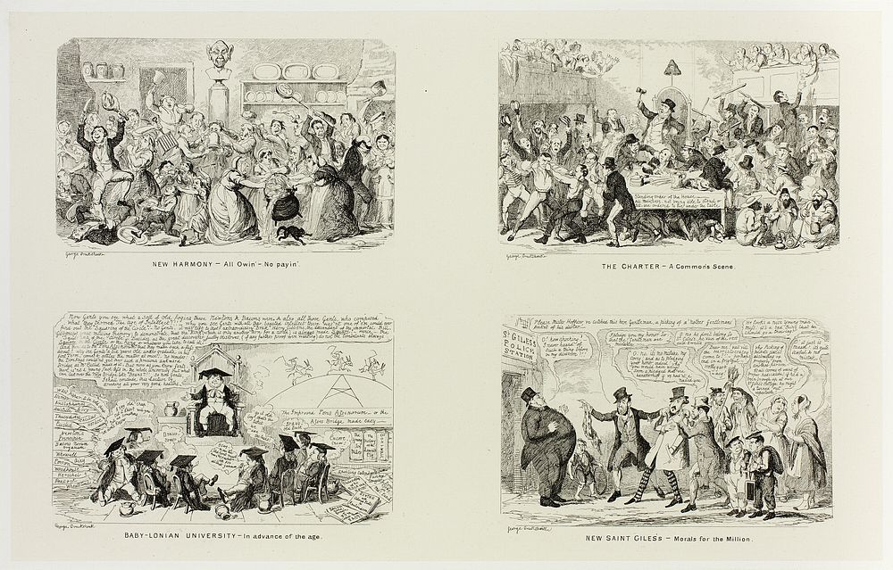 New Harmony - All Owin' No Payin' from George Cruikshank's Steel Etchings to The Comic Almanacks: 1835-1853 (top left) by…