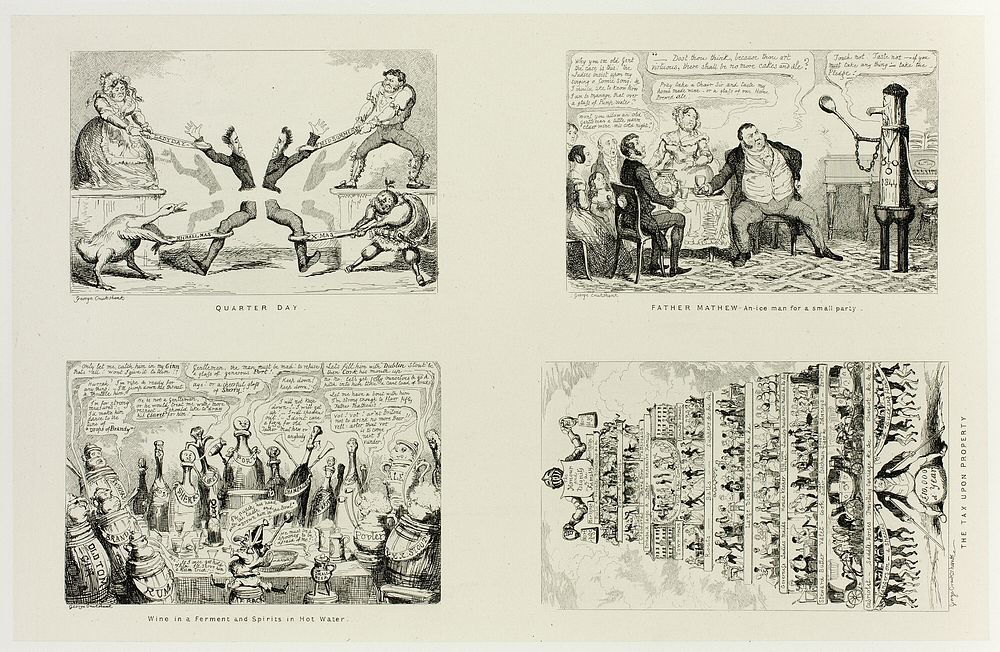Quarter Day from George Cruikshank's Steel Etchings to The Comic Almanacks: 1835-1853 (top left) by George Cruikshank