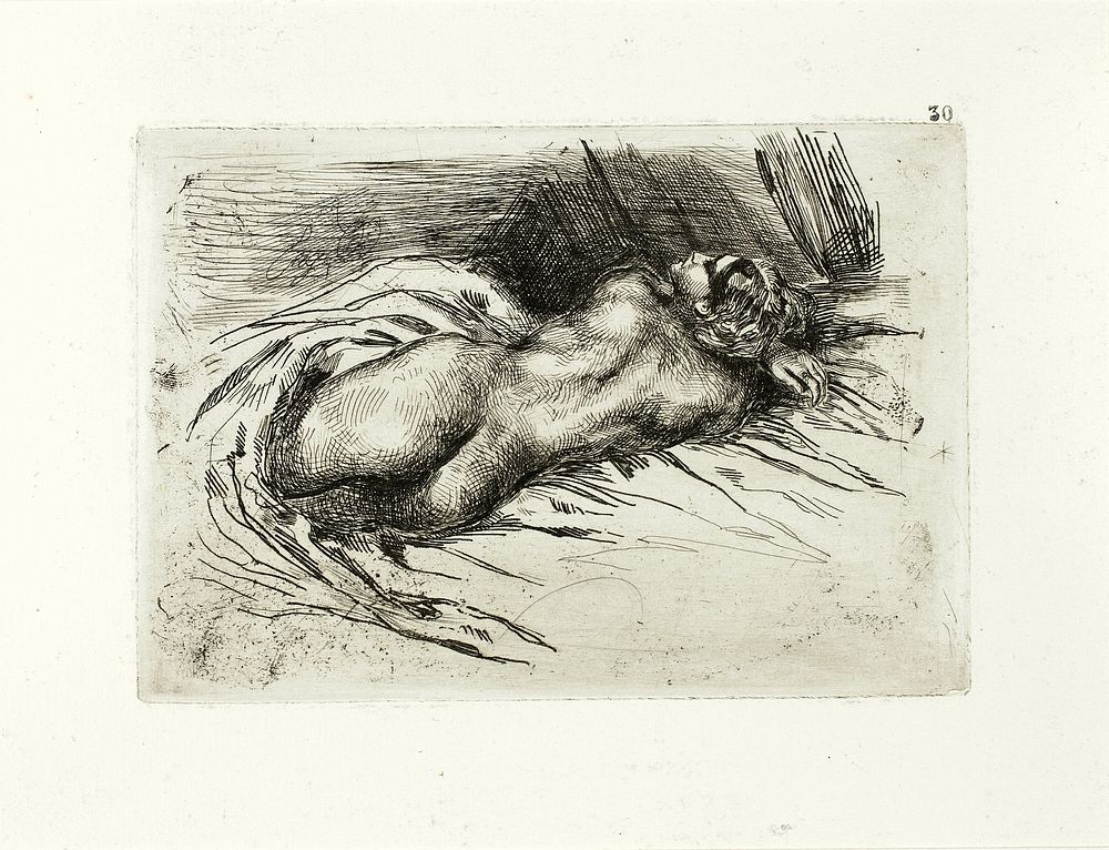 Reclining Nude, Back View by Eugène Delacroix