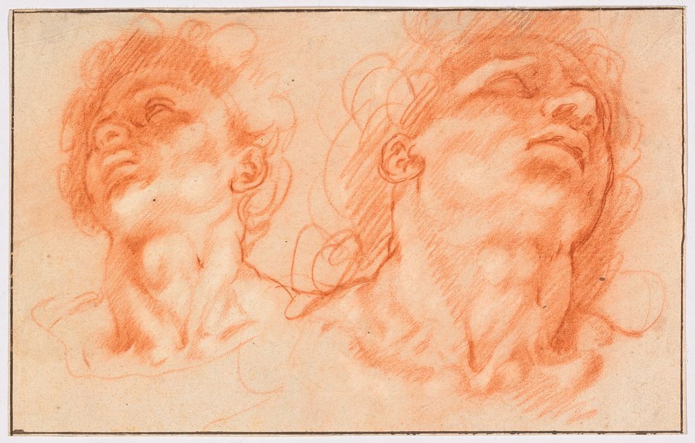 Two Male Heads after the Antique, the Sons of Laocoön by Hendrick Goltzius