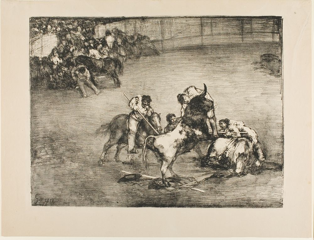 Picador Caught by a Bull, from The Bulls of Bordeaux by Francisco José de Goya y Lucientes