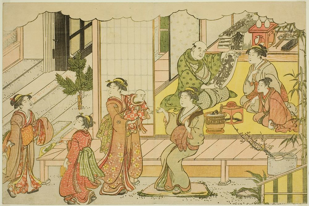 Opening the Storehouse (Kurabiraki), from the illustrated book "Colors of the Triple Dawn (Saishiki mitsu no asa)" by Torii…