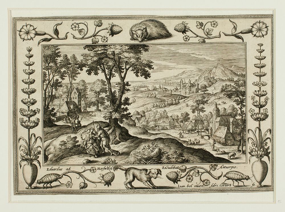 Judah and Tamar, from Landscapes with Old and New Testament Scenes and Hunting Scenes by Adriaen Collaert, II