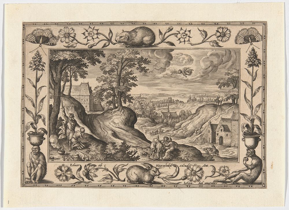 Abraham's Sacrifice of Isaac, from Landscapes with Old and New Testament Scenes and Hunting Scenes by Adriaen Collaert, II