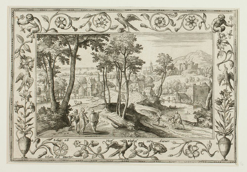 The Journey to Emmaus, from Landscapes with Old and New Testament Scenes and Hunting Scenes by Adriaen Collaert, II