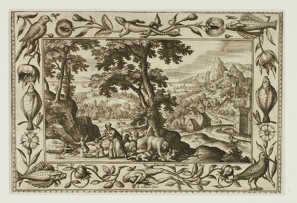 The Mocking Children Cursed by Elijah and Eaten by the She-Bear, from Landscapes with Old and New Testament Scenes and…
