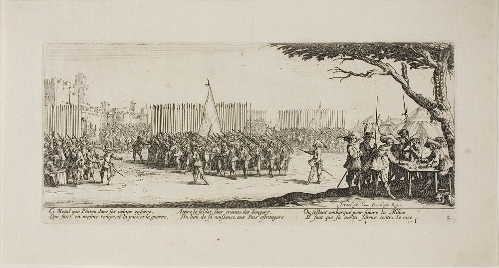 Recruitment of Troops, plate two from The Miseries of War by Jacques Callot
