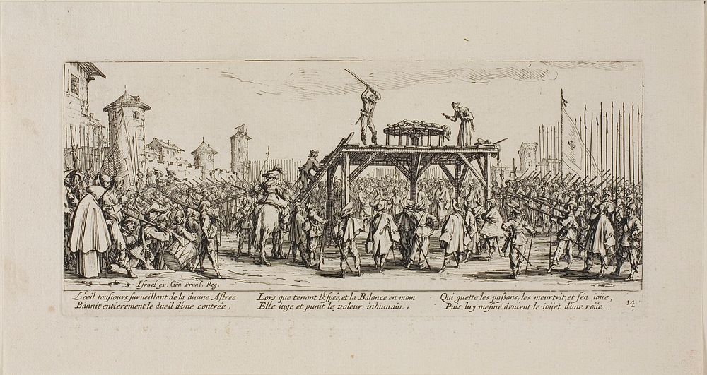The Wheel, plate fourteen from The Miseries of War by Jacques Callot