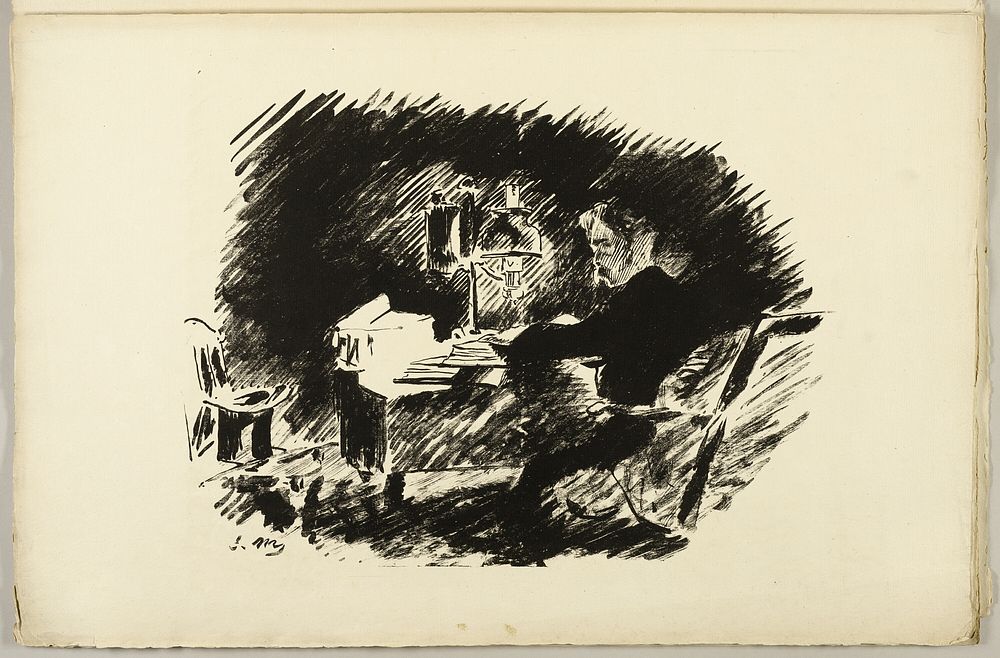 Under the Lamp ("Once upon a midnight dreary..."), from The Raven (Le Corbeau) by Édouard Manet
