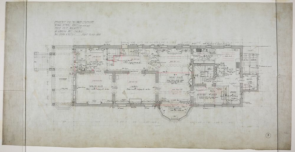 David Lewinsohn House, Chicago, Illinois, First Floor Plan by Fritz Frederick L. Foltz (Architect)