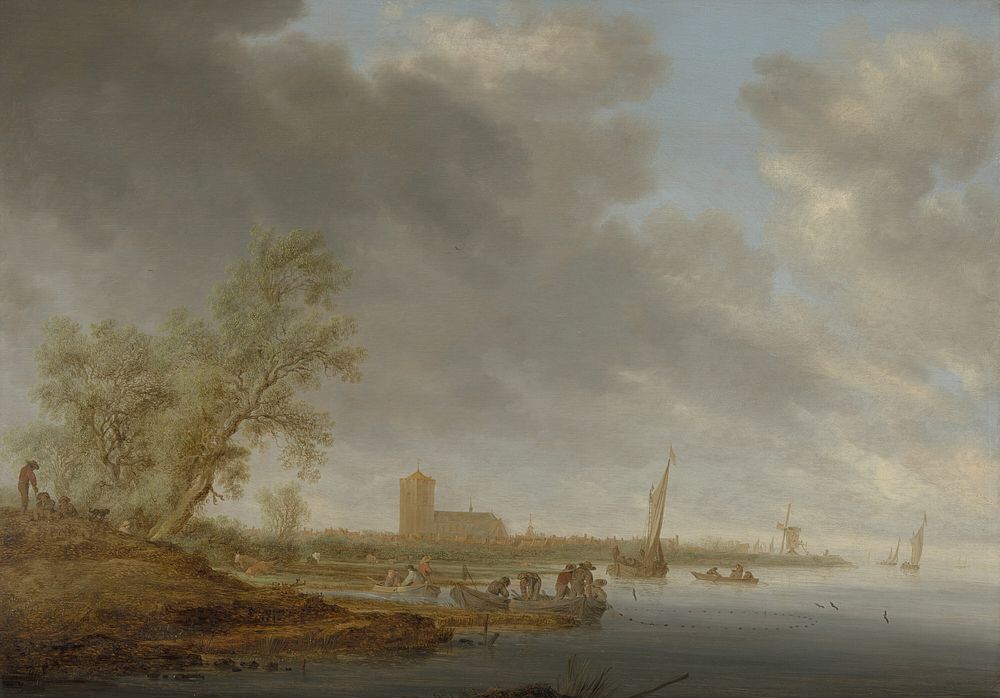 River Landscape with a View of Naarden by Salomon van Ruysdael