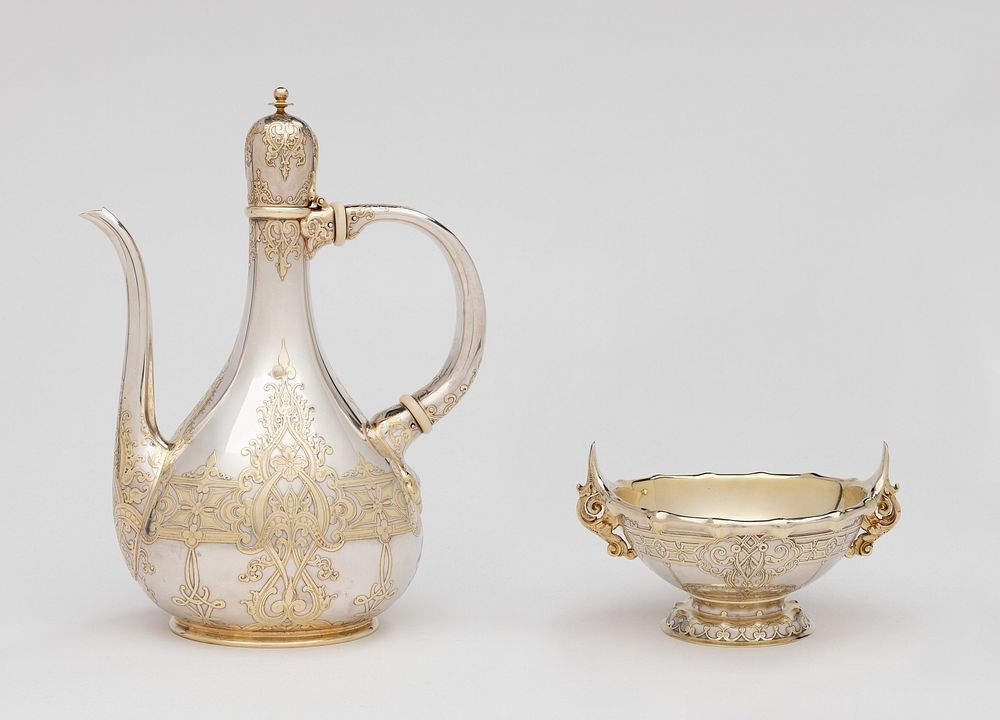 "Saracenic" Coffee Pot and Sugar Bowl by Tiffany and Company