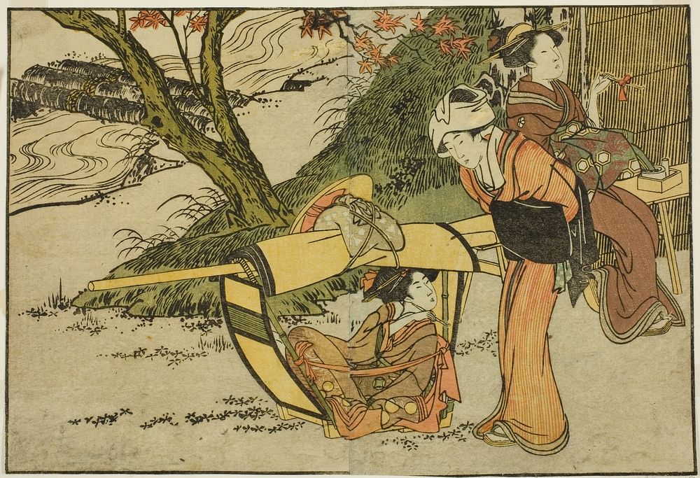 Outing to View Maples in Autumn, from the illustrated book "Picture Book: Flowers of the Four Seasons (Ehon shiki no hana),"…