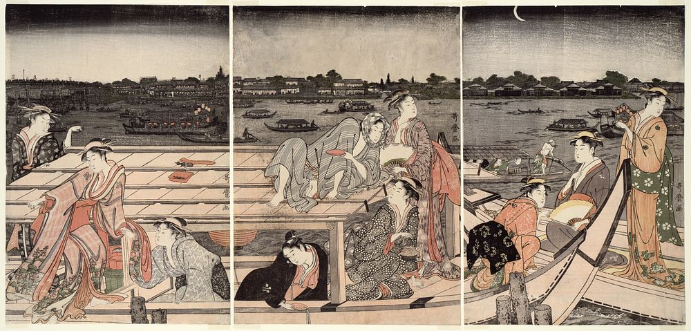 Pleasure-Boating on the Sumida River by Kitagawa Utamaro