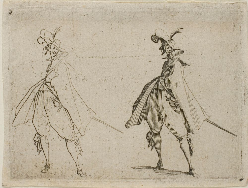 Gentleman in a Large Cape, Seen from the Front, from The Caprices by Jacques Callot