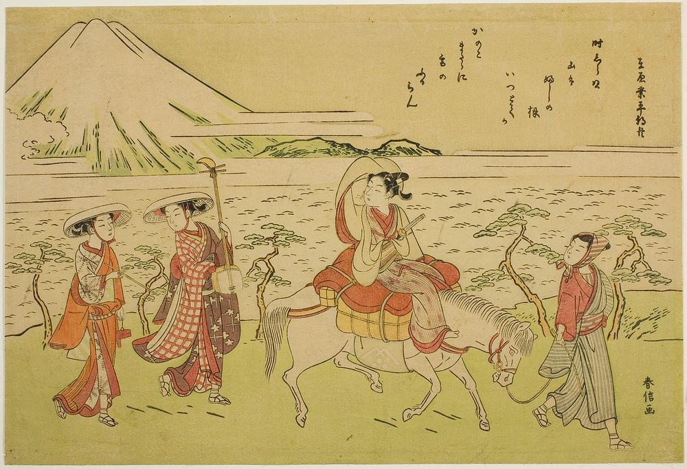 Parody of Ariwara no Narihira's journey to the east by Suzuki Harunobu