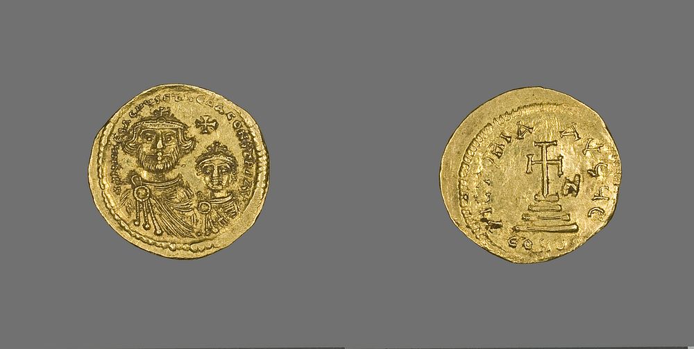 Solidus (Coin) Portraying Heraclius and His Son Heraclius Constantine by Byzantine
