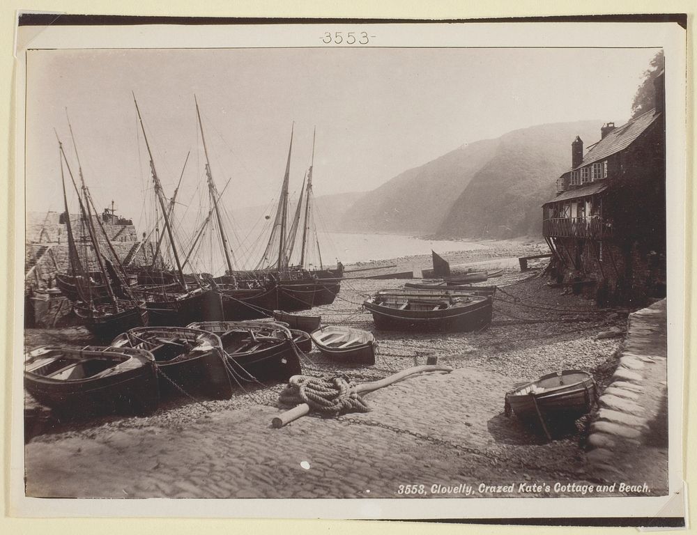 Clovelly, Crazed Kate's Cottage and Beach by Francis Bedford