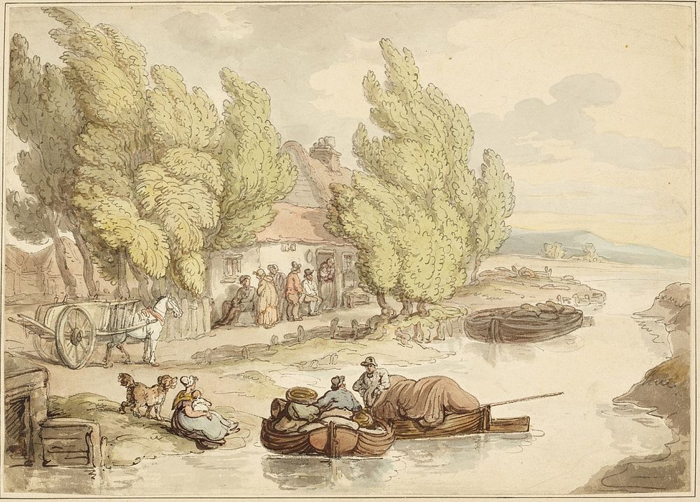 Village on the River by Thomas Rowlandson