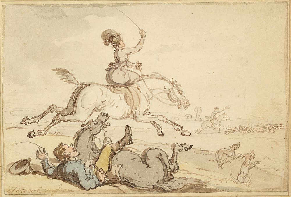Rider Thrown at a Hunt by Thomas Rowlandson