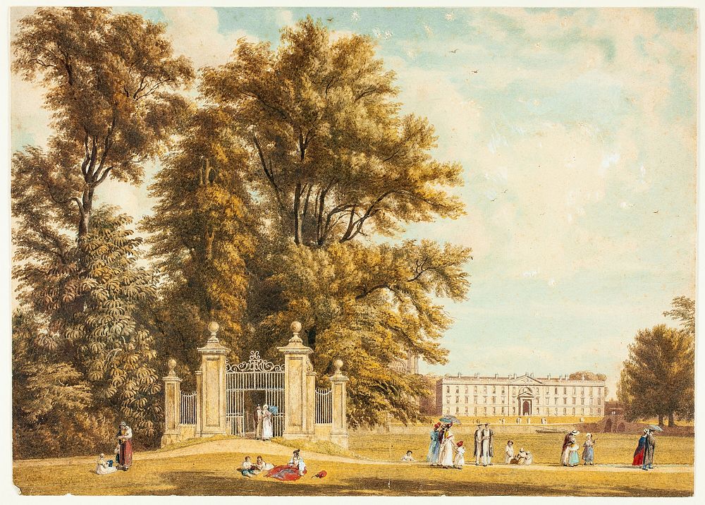 Entrance to the Avenue from Clare Hall Piece, Cambridge by William Westall