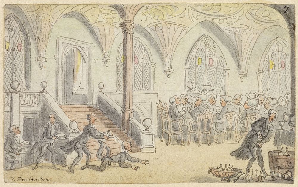 Study for Dr. Syntax Entertained at College by Thomas Rowlandson