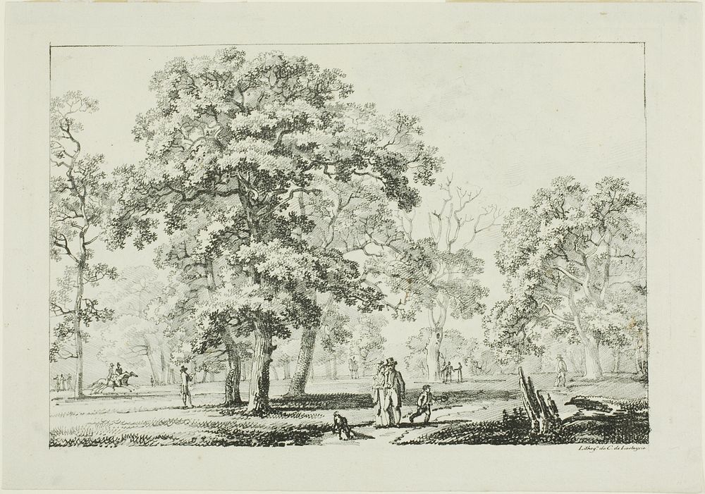 People Walking in a Wood by Louis Pierre Baltard