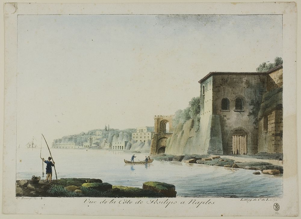 View of the Coastline of Posilipo at Naples, from Views of Italy by Constant Bourgeois