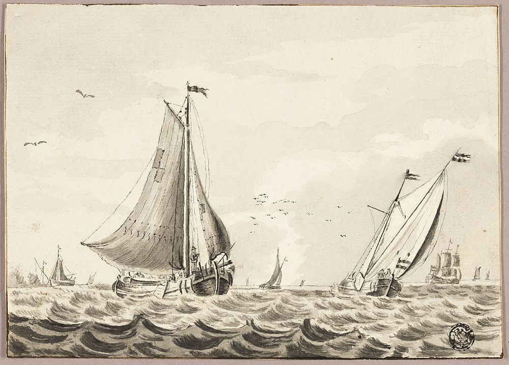 Sailboats on Sea by Unknown artist