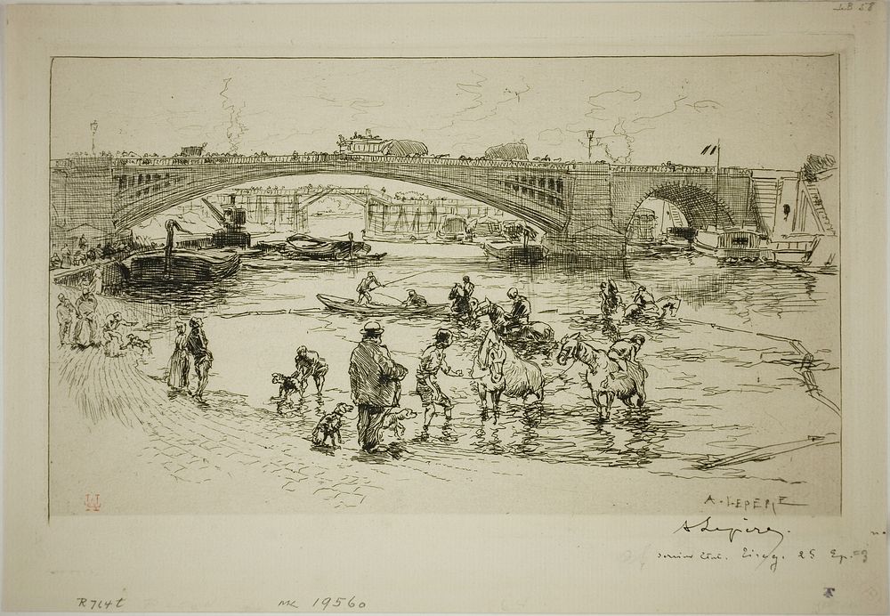 At the Pont Sully by Louis Auguste Lepère
